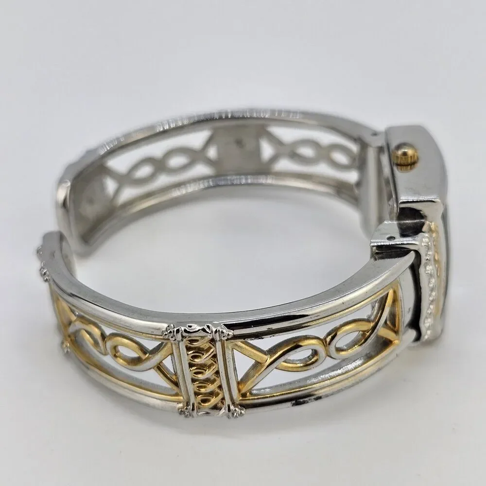 Vivani Women's Cuff‎ Watch 25MM White Dial Two Tone Bracelet Band 6